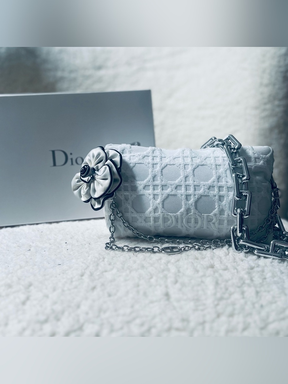 Dior Upcycled White Lacey Beauty Bag to Crossbody Purse